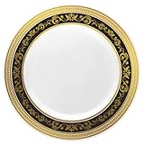 Posh Setting Royal Collection Combo Pack China Look White, Gold/Black Plastic Plates (Includes 4 Packs of 7.25