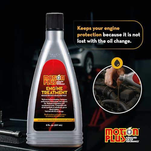 Image of Motion Plus Engine Treatment - Heavy Duty Metal Treatment & Super Lubricant for Gasoline & Diesel Engines, Reduces Friction, Heat & Wear, Increase Horsepower, Engine Performance & Longevity - 8 Oz