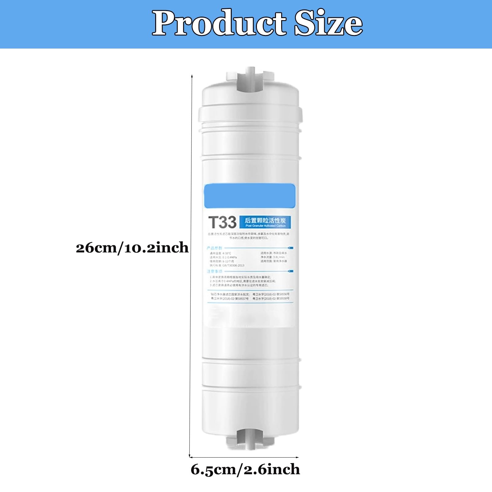 Filtr do wody T33 po filtrze węglowym, 4 sztuki wkładów wymiennych 1/4" z szybkozłączką, do systemów uzdatniania wody metodą odwróconej osmozy