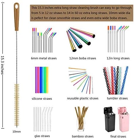 ALINK 5-Pack Bottle Brush Cleaner - Long Bamboo Handle Water Bottle Straw Cleaning Brush for Washing Narrow Neck Beer Wine Decanter, Sports Bottle, Thermos, Flask