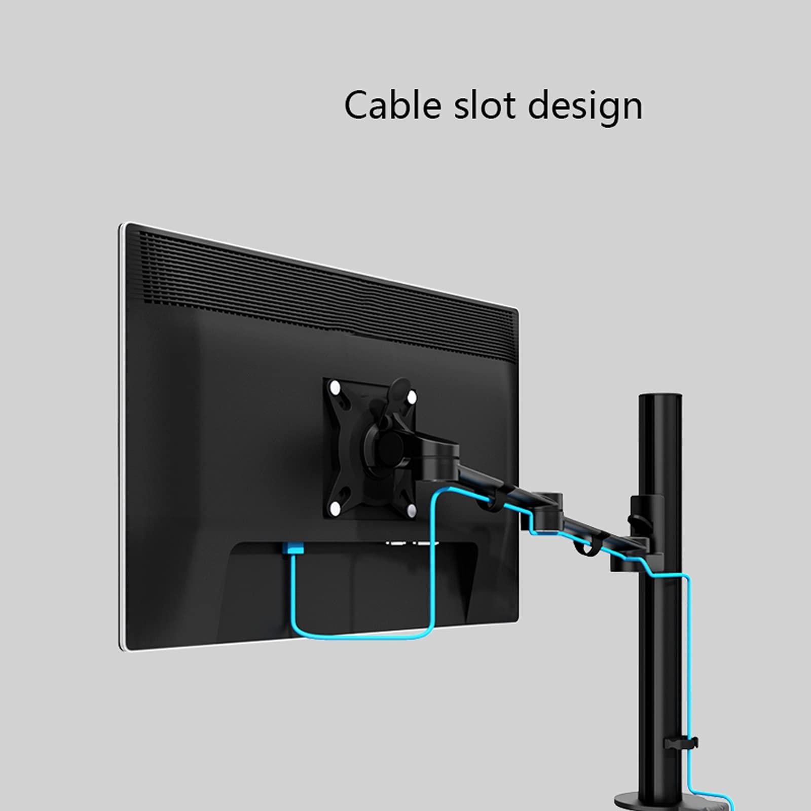 Brazo de monitor de gas de 17" a 32" de aleación de aluminio, soporte de monitor individual, columna ajustable, soporte de escritorio para monitor, soporte de monitor con kit de ojal de abrazadera, so