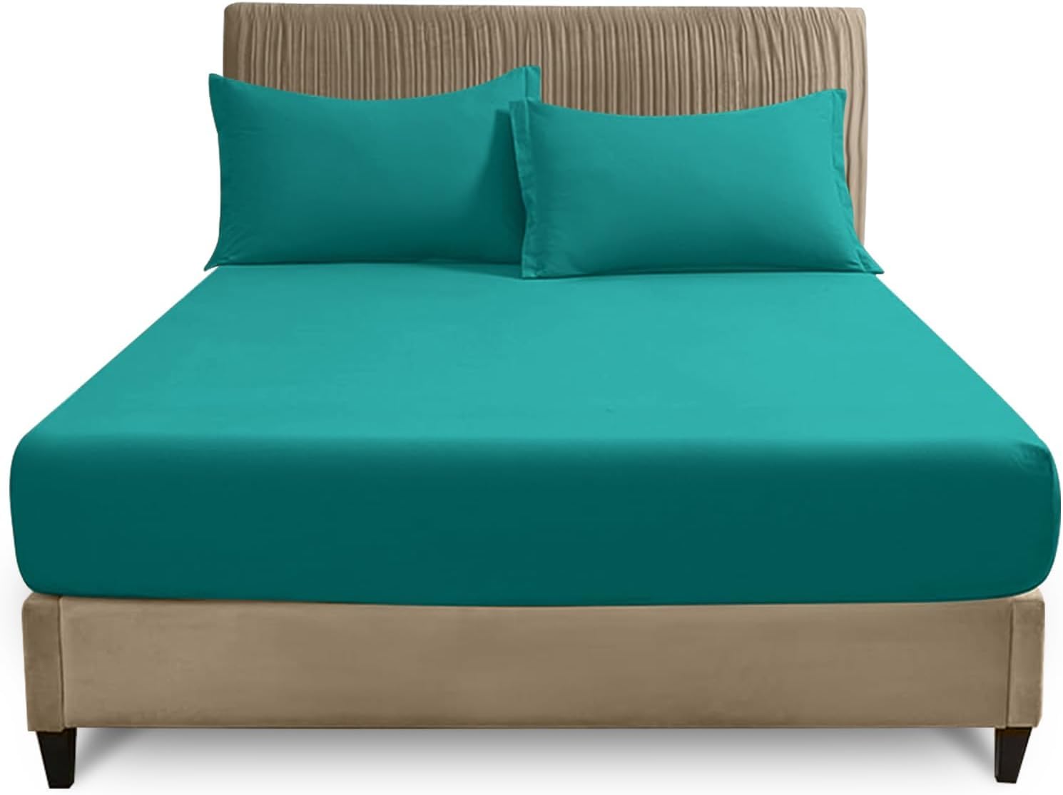 GC GAVENO CAVAILIA | Extra Deep 10""(25cm) - Non Iron Percale Pollycotton Fitted Sheets (152 x 203 Cm) - King | Deep Teal