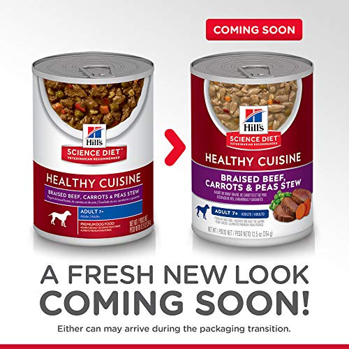 Hill’s Science Diet Healthy Cuisine, Senior Adult 7+, Senior Premium Nutrition, Wet Dog Food, Braised Beef, Carrots & Peas Stew, 12.5 oz Can, Case of 12 Hill’s Science Diet Healthy Cuisine, Senior Adult 7+, Senior Premium Nutrition, Wet Dog Food, Braised Beef, Carrots & Peas Stew, 12.5 oz Can, Case of 12