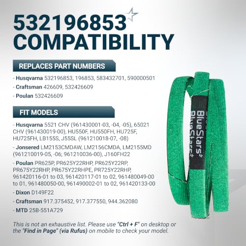 Image of [Upgraded Grip120] BlueStars 532196853 Drive Belt | Aramid Cord | 32.38 inch