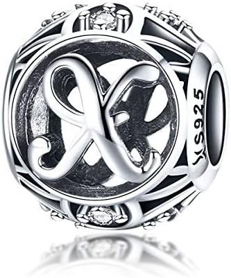 Alphabet Letter Charms 925 Sterling Silver Charming Initial A to Z Beads fit Bracelets Necklace for Women Girls DIY Jewelry Accessories