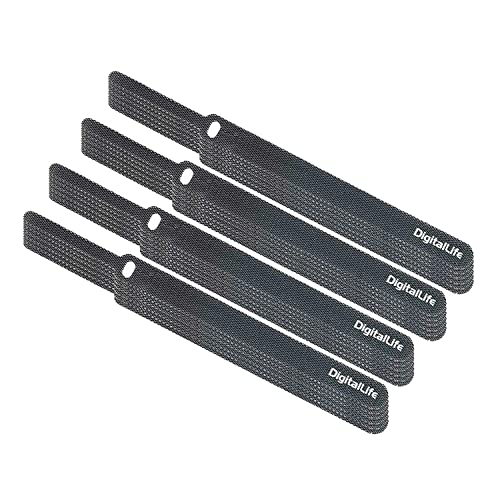 DigitalLife Reusable Cable Straps Ties for MIDI Audio Adapters Management - 120x12mm, Black, 10pcs