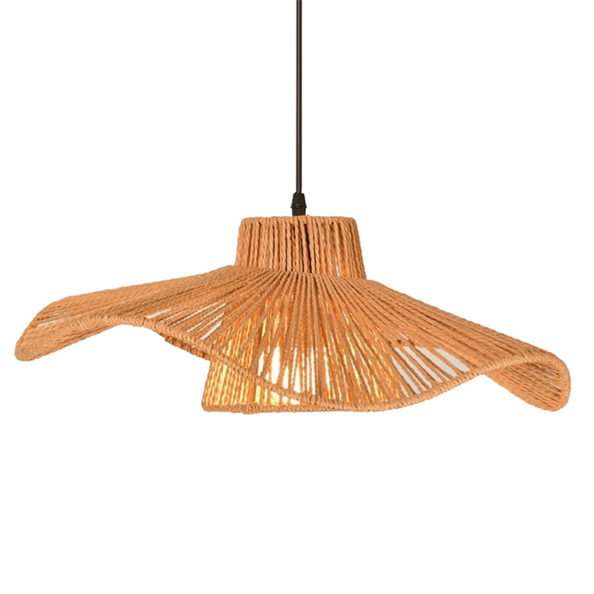 CSSYKV Handmade Pendant Light 19.7in Retro Hemp Rope Lamp Shade Wabi-sabi Japanese Style Tea Room Light Decor Hollow Light Fixture for Restaurant Bedroom Living Room Wicker Lantern Ambient Lighting
