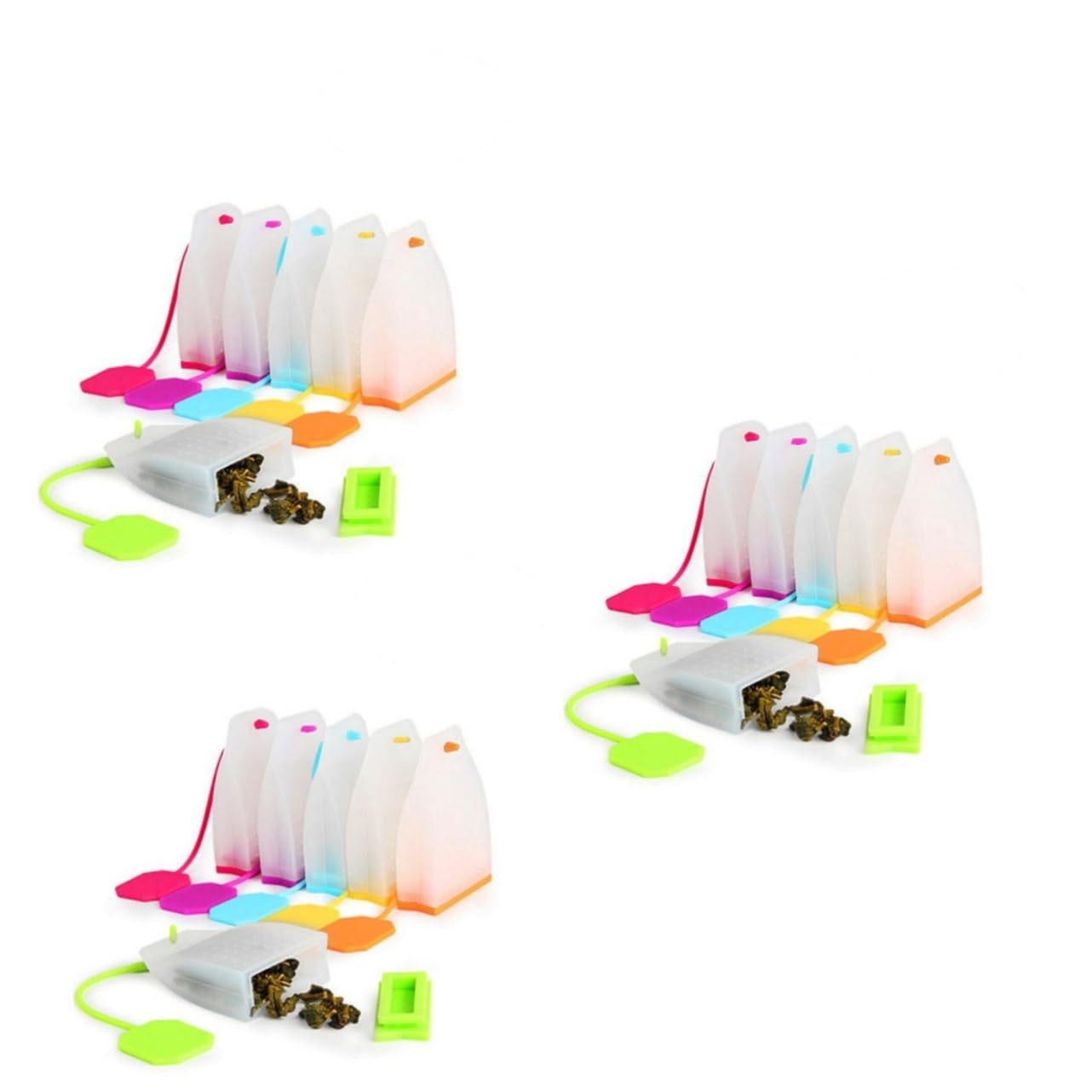 OUNONA 18 Piezas infusor de té suelto cocinando colador de taza de té bolsas de té filtro de té de silicona colador de té de silicona fresa bolsa de té herramientas pequeñas tetera