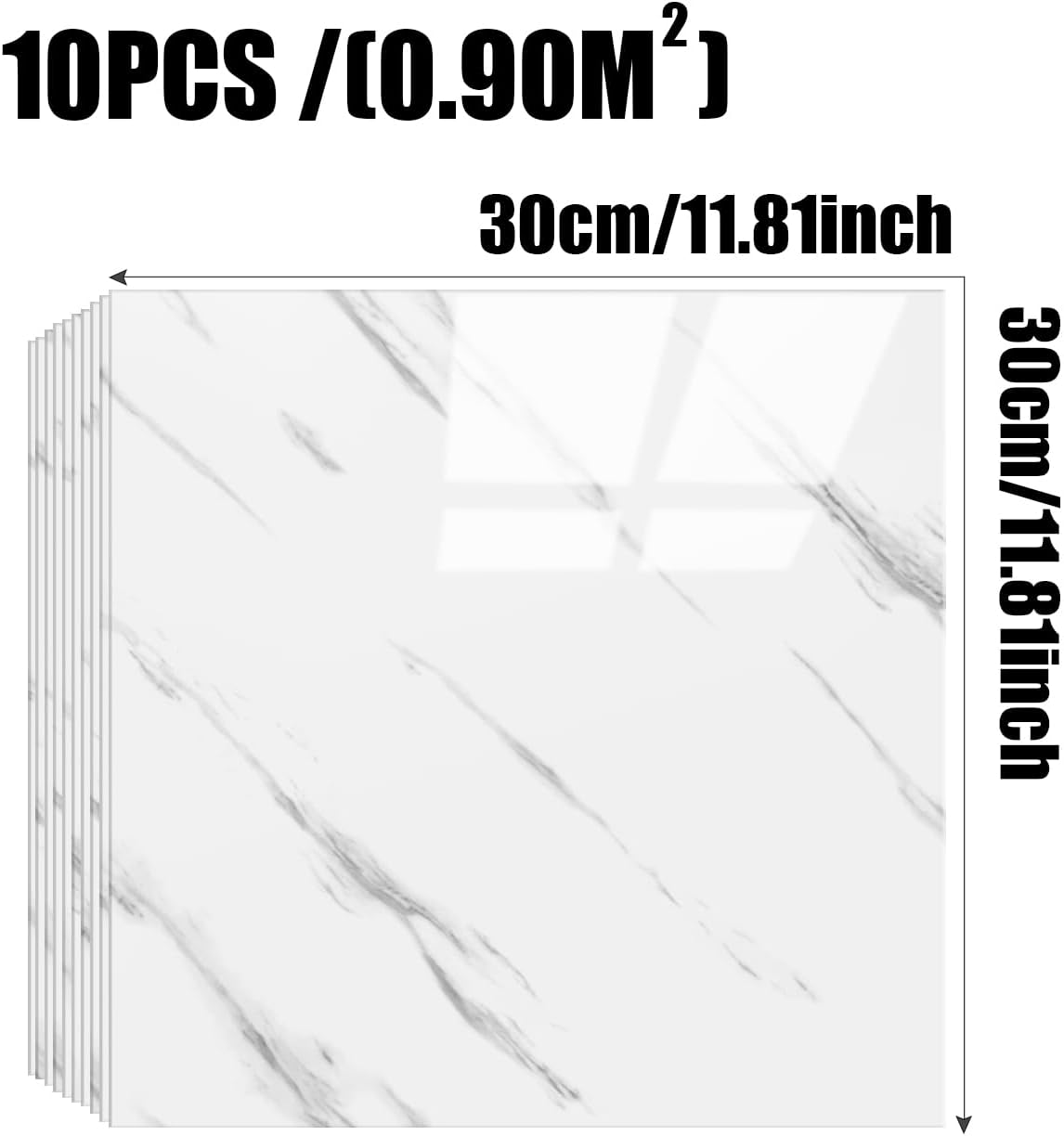 Shower Wall Panels Peel and Stick,Marble Wall Panels for Interior Decor,Backsplash Tile for Kitchen Showers Bathrooms Living Rooms 11.8"x11.8"in 10Pcs,White (Not Real Tile,9.7 Sq.ft)