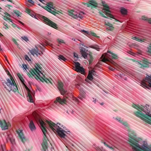 Women's Summer Floral Print Halter A-line Dress Bohemian Cake Dress Pink Dresses4