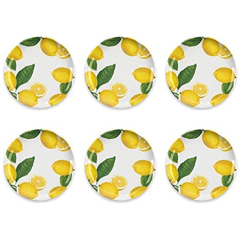 TarHong Lemon Fresh Pure Melamine Dinner Plate, 10.5", Set of 6 Cover