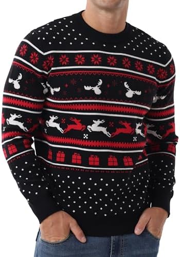 PrinStory Men's Ugly Christmas Sweater Crew Neck Long Sleeve Knit...