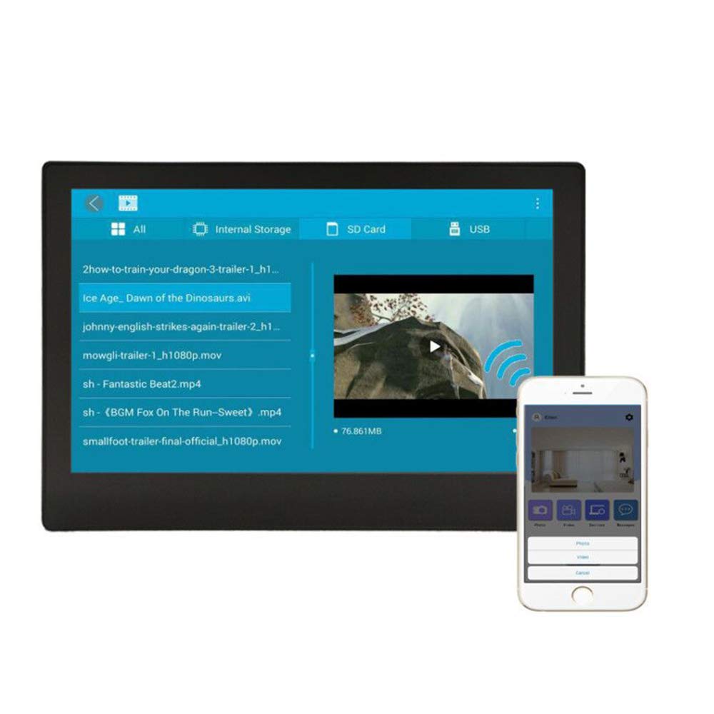 Marco de Fotos Inteligente en la Nube con WiFi de 10 Pulgadas, Pantalla HD, teléfono móvil, transmisión inalámbrica de Fotos y Videos, Compatible con Pantalla Horizontal y Vertical, Pantalla electrón