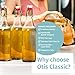 Otis Classic Swing Top Glass Bottles - Set of 6, 16oz w/Marker & Labels - Clear Bottle with Caps for Juice, Water, Kombucha, Wine, Beer Brewing, Kefir Milk or Eggnog