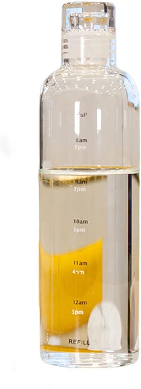 INLIMA Drinking Glasses Large Capacity Glass Bottle With Time Marker Cover For Water Drinks Transparent Milk Juice Simple Cup Birthday Gift 750ml