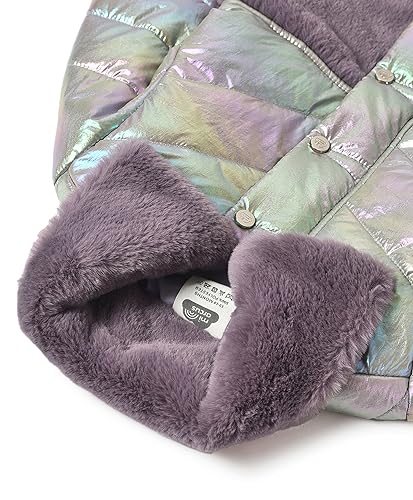 Image of Mi Arcus Purple Baby Puffer Jacket with Stand Collar for Girls Kids Infants Toddlers