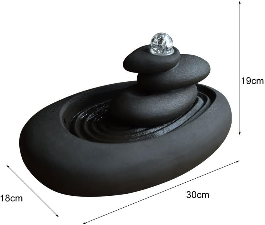 Waterfall Fountain Relaxing Indoor Desktop Fountain Zen Culture Dry Stone Mountain Spring Water Household Ceramic Decorative Crafts Decorative Tabletop Fountain