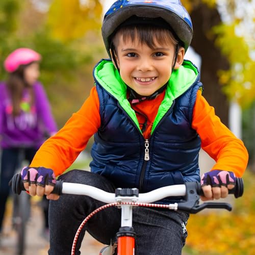Image of Boao 3 Pairs Kids Half Finger Bike Gloves | Non-slip Breathable Fingerless Gloves for Boys Girls, Cycling Workout Weight Lifting Training Gift, Adjustable Wrist
