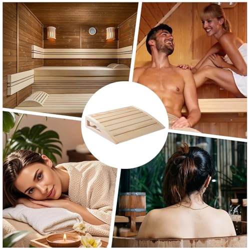 2 Stück Sauna Kopfstütze Holz,sauna zubehör,Ergonomische Saunakopfstütze Holz,Hochwertiges 100% Naturholz,Komfortable & breite,Für alle Saunatypen,für maximale Erholung