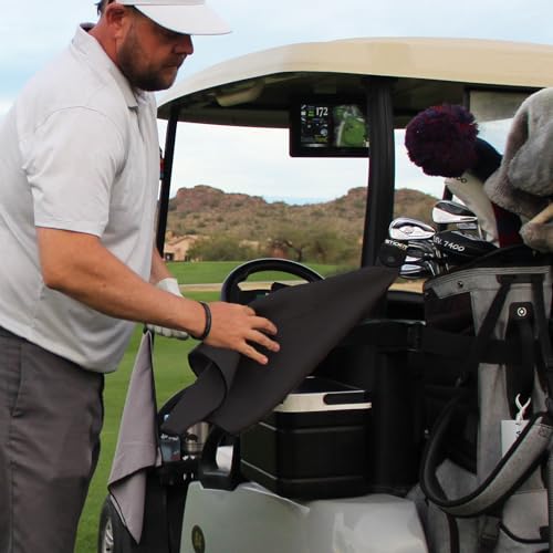 STICKIT Magnetic Golf Towel Gray and Black 2-Pack | Top-Tier Microfiber Golf Towel with Deep Waffle Pockets | Industrial Strength Magnet for Strong Hold to Golf Carts or Clubs - Thumbnail 3