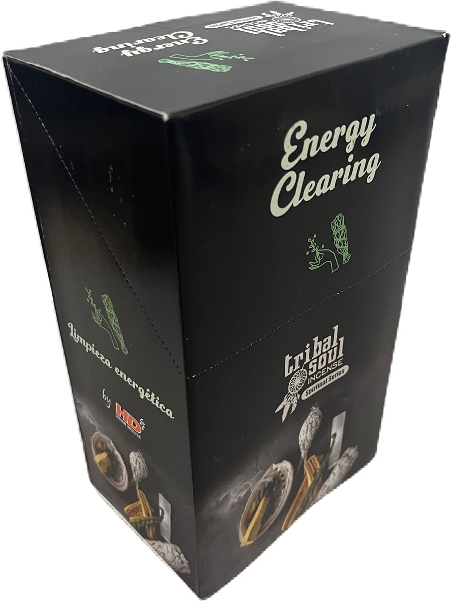 Tribal Soul Spiritual Incense Sticks Gift Box with Ceramic Holder for 12 Packs (Energy Clearing), Brown
