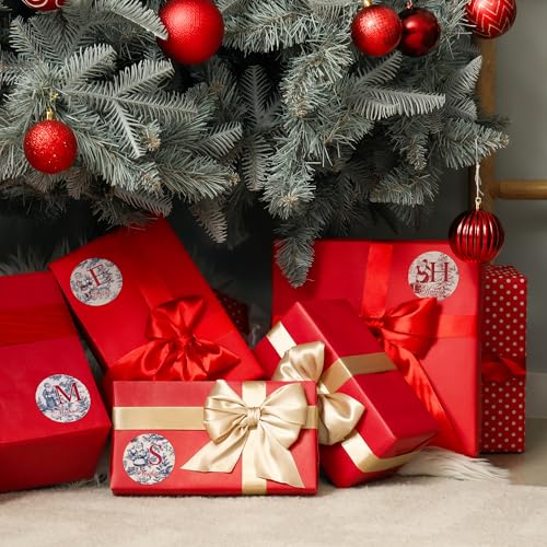 Image of 30pcs Personalized Christmas Stickers with Name, Custom Toile De Jouy Style Santa Claus Waterproof Christmas Gift Tags for Gift Box Holiday Decorations, Stockings, Party Favors