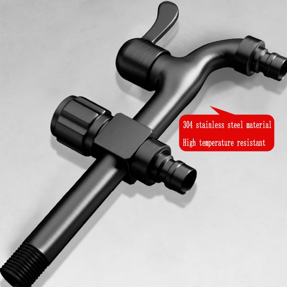 Agujero de lavadora, grifo de pared. Grifo de agua universal for jardín, grifo de agua con rosca de 1/2", grifo for lavadora de acero inoxidable for exteriores y hogar, grifo doble exterior de 150 mm,