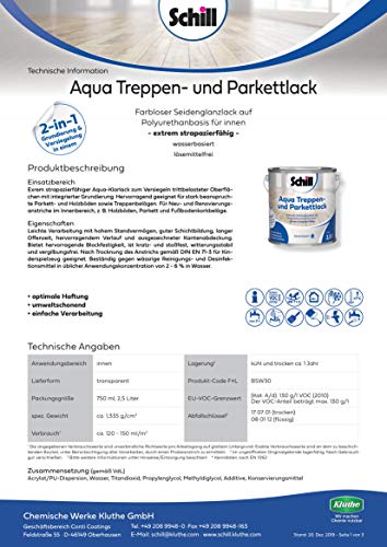 Parkettlack Schill Aqua für Treppen und 2,5 Liter
