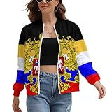 Flag of Russia Women's Bomber Jackets Casual Outerwear Coats Fall Fashion Short Windbreaker S