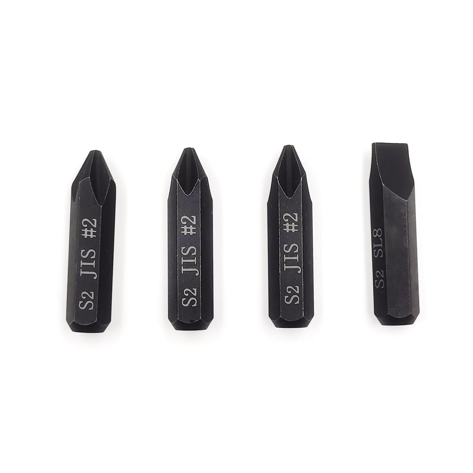 3Pcs JIS Impact Screwdriver Bits and 1Pcs Slotted Impact Bit for Manual Impact Driver 5/16" Hex Shank