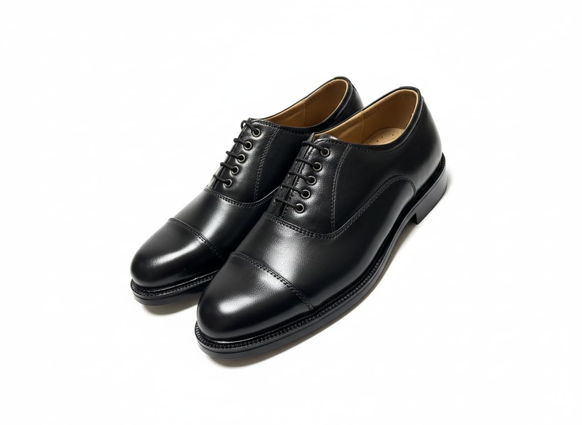 Men's Oxford Shoe || Uniform Dress Shoe || Black Formal Shoes || Office Shoes Hand Made || Police Shoes || Service Shoes Genuine Leather upper and lining Alert PU sole Lightweight and Lace Up Oxford Shoe-image-44