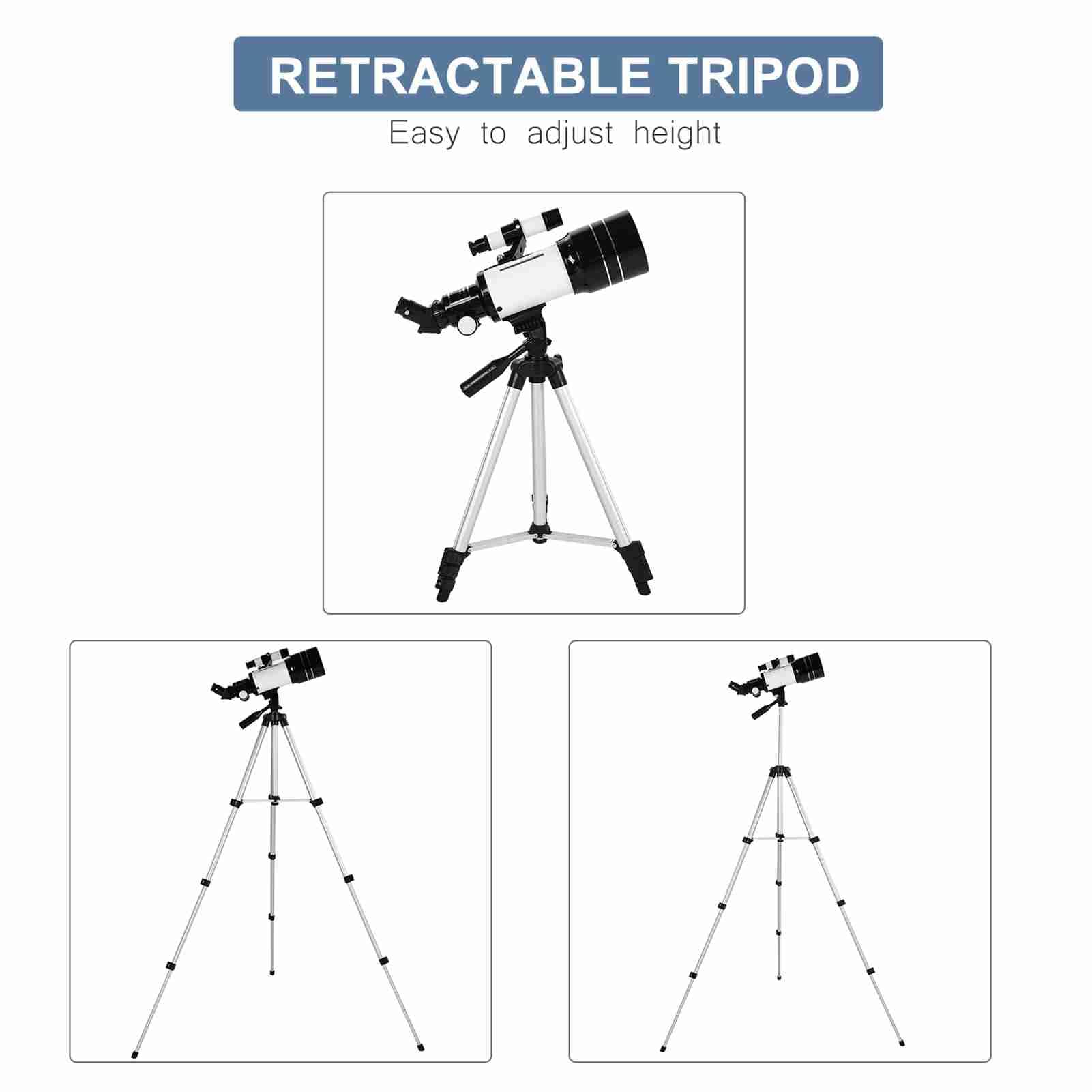 Teleskop Astronomiczny Prezenty na Przyjęcia dla Dzieci Wypełniacze do Toreb Imprezowych dla Dzieci Zabawki na imprezę Refraktor Monokularowy 70 Mm Luneta 150X ze (Biały)