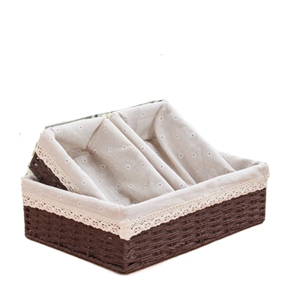 Basket Storage Box Kitchen Japanese Paper Woven,Desktop Khaki coffee Cosmetics Sundries