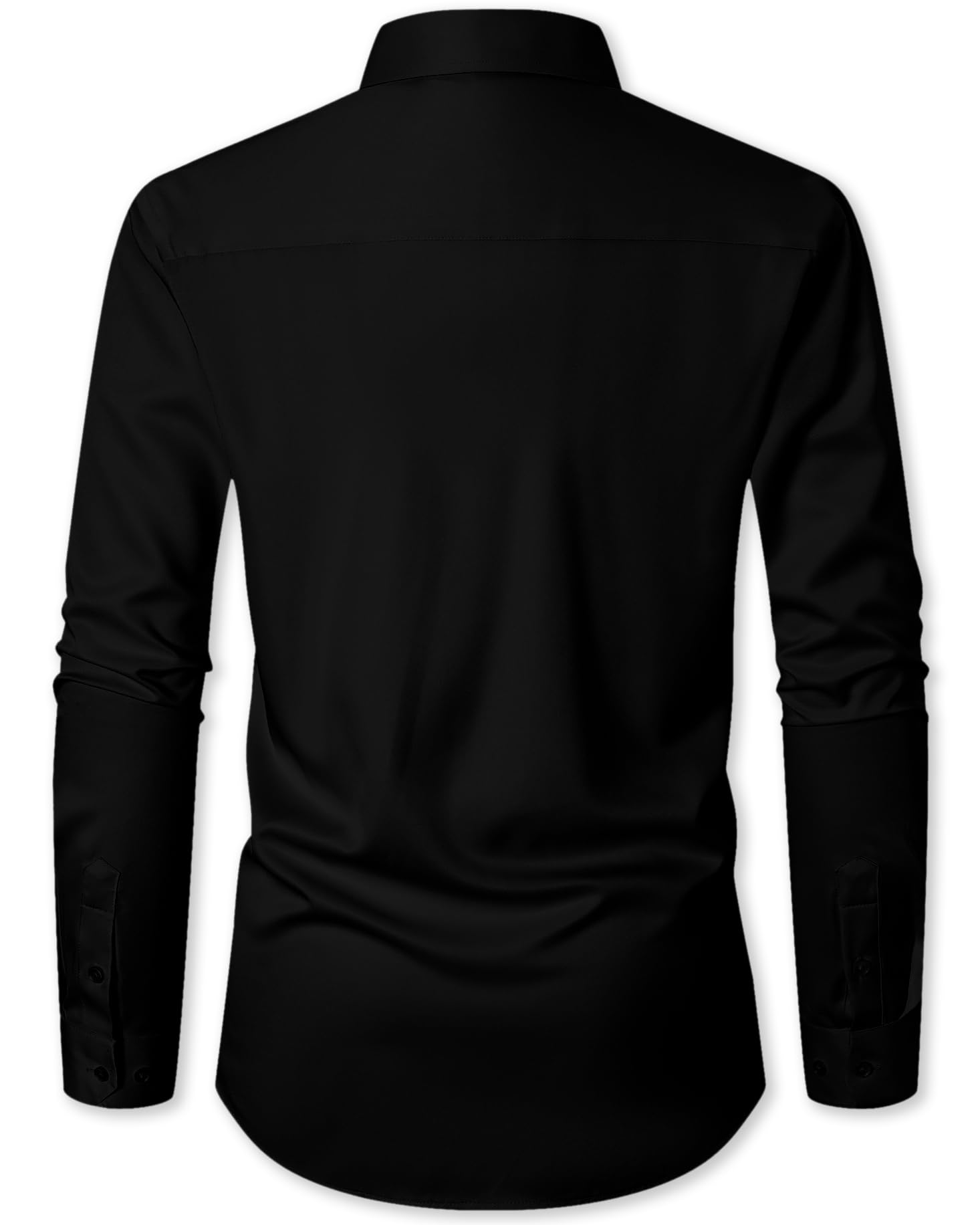 Cromoncent Camicia da uomo a maniche lunghe e cravatta con cravatta e fazzoletto abbinati, Set-nero-A, 3XL