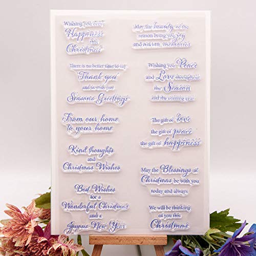 Kwellam Words Christmas Wishes Thank You Seasons Greetings Clear Stamps For Card Making Decoration And Diy Scrapbooking #TOP1