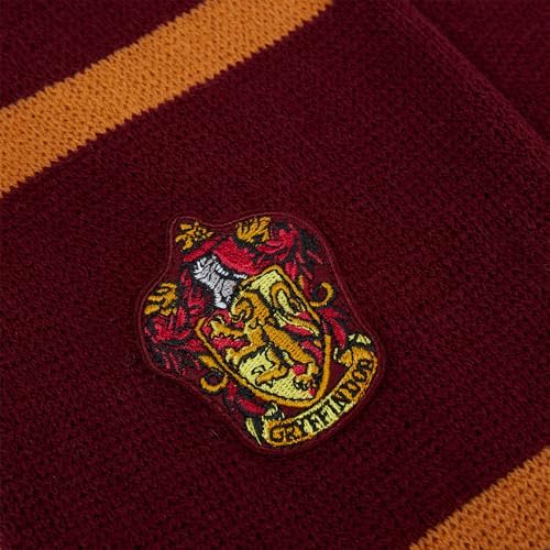 Harry Potter Knitted Crest Scarf - Embroidered House Badge - 66 x 7 - Soft Winter Knit Scarf - Wizarding World Accessory