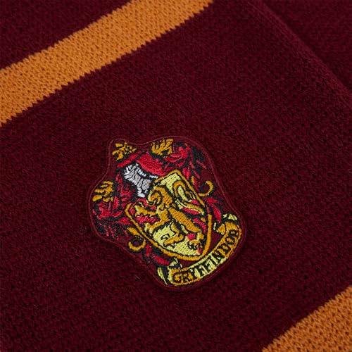 Harry Potter Gryffindor Knitted Crest Scarf - Deep Red & Yellow - Embroidered House Lion Badge - 66 ” x 7 ” - Soft Winter Knit Scarf for Kids & Adults - Wizarding World Accessory - Thumbnail 2