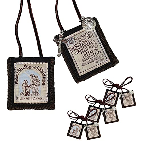 Scapulars Catholic, 3 Pack Bulk Brown Scapular Of Our Lady Of Mount