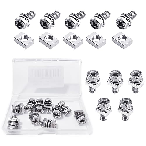 10 Sets Motorrad Batterie Schrauben und Muttern,Hexagon Maschinenschraube für ATV Fahrzeug, Roller, Motorrad, Quad Bike M5x14mm,304 Edelstahl (Silber)