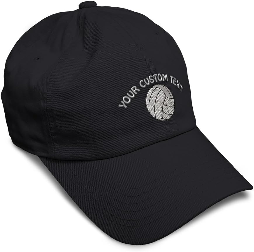 Custom Soft Baseball Cap Volleyball Ball Embroidery Sports Twill Cotton Dad Hats for Men & Women Buckle Closure Black Personalized Text Here