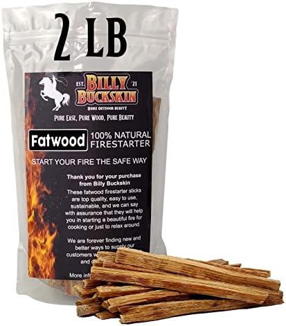 Billy Buckskin 2lb Bag Fatwood Fire Starter Sticks, 100% Natural, Easy