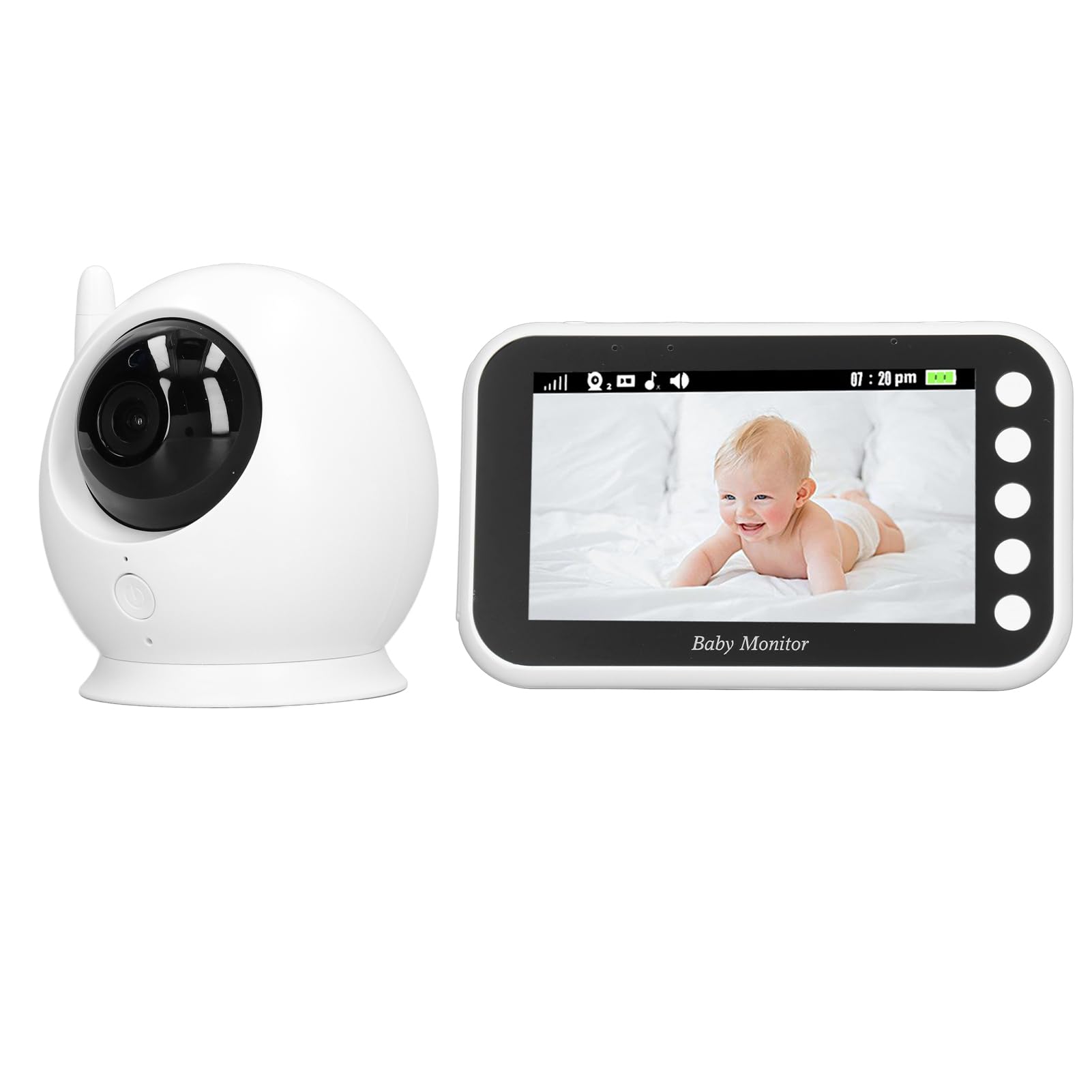 Fafeicy Monitor de bebé con Vídeo, Visión Nocturna por Infrarrojos, Pantalla LCD de 4,3 Pulgadas, Control de Volumen de 100-240 V, Monitor de bebé HD, Conversación Bidireccional para el