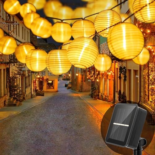 Bigzom Lampions solaires d'extérieur résistants aux intempéries, 6 m, 20 LED, IP65, étanche, 8...