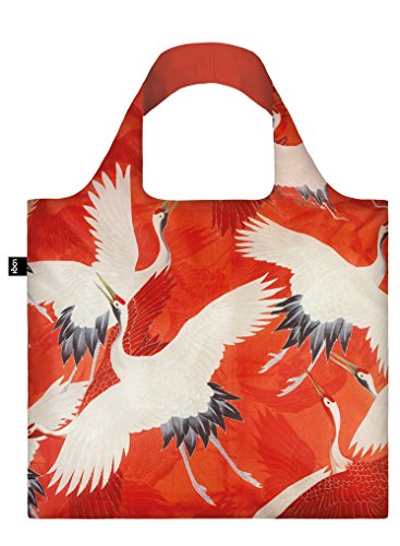 LOQI Womans HAORI White and Red Cranes Bag - Sac à Main