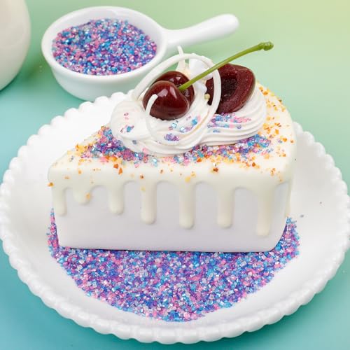 Image of Mermaid Pastel Sanding Sugar Sprinkles Mix, 4.6 oz Edible Purple Pink Sparkling Sugar Crystals for Baking Topping, Cupcakes, Cookies, Ice Cream & Cake Decorating, Wedding Party Valentines Supplies