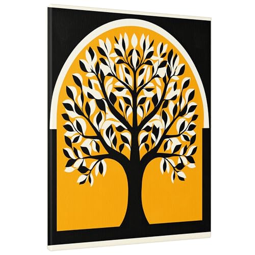 Lienzo abstracto moderno negro de estética retro para decoración vintage de dormitorios