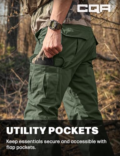 Image of CQR Men's Tactical Pants, Water Resistant Ripstop Cargo Pants, Lightweight EDC Work Hiking Pants, Outdoor Apparel