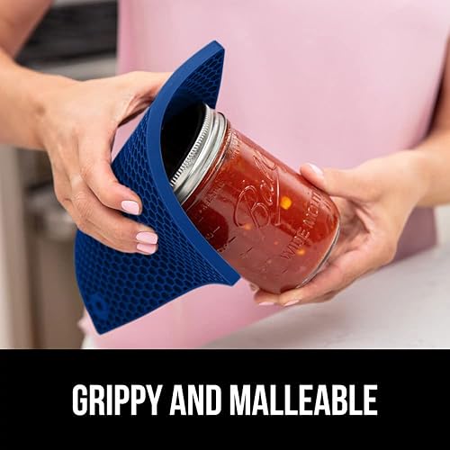 Miniatura 161 de GORILLA GRIP Juego de 4 manoplas de horno de silicona suave sin BPA y soportes para ollas, resistentes al calor, forro de algodón grueso, agarre Rojo