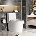 FinerFurnis Ceramic and PP One Piece Toilet With PP Cover - Modern Toilet, Elongated Dual Flush 0.8/1.28 Gpf, Powerful Top Flush, Soft Closing Seat, Comfortable Height