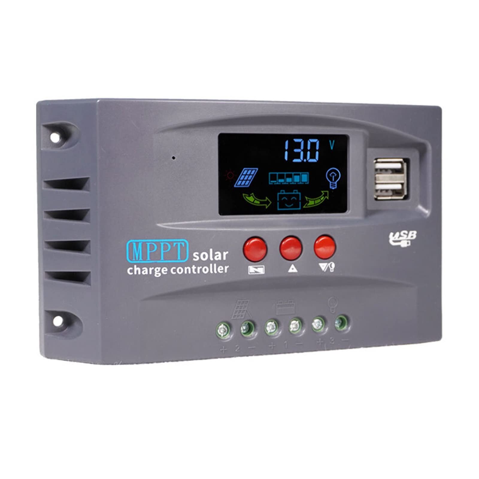 MPPT 10A 20A 30A Solar Charge Controller Solar Panel PV Photovoltaic Charging Regulator 50VDC for 12V 24V Lead Acid Battery(10A)